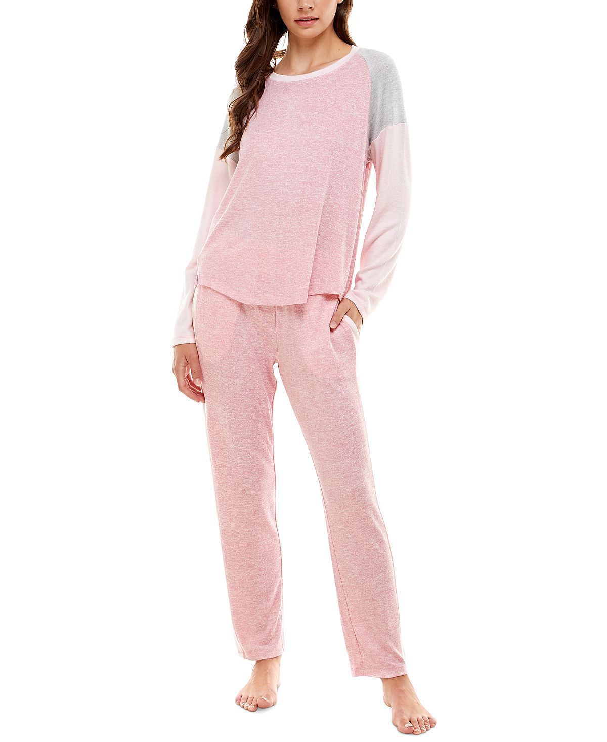 Roudelain Colorblocked Long Sleeve & Straight Leg Pajama Set Orchid Smoke Ballerina