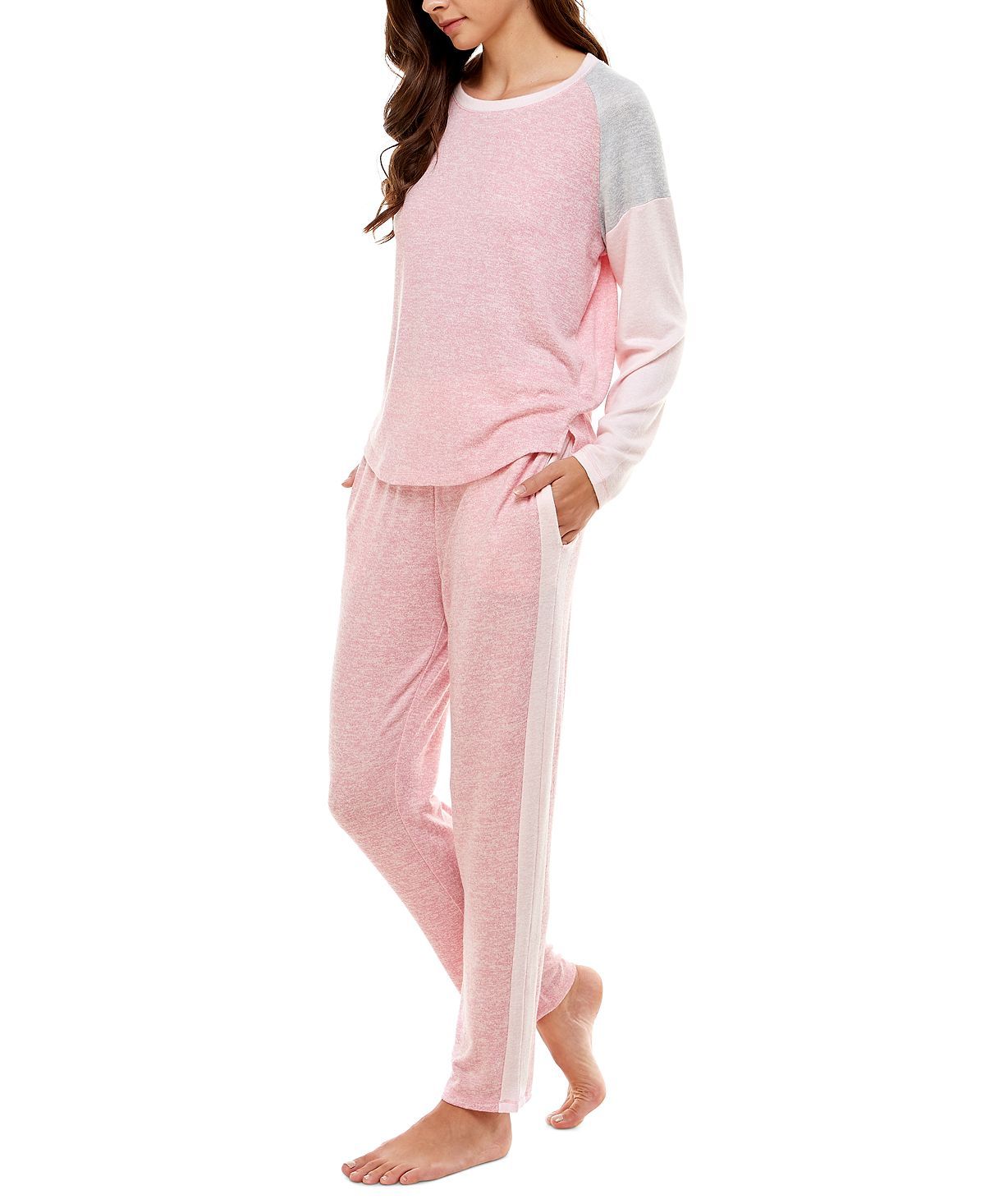 Roudelain Colorblocked Long Sleeve & Straight Leg Pajama Set Orchid Smoke Ballerina