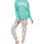 Roudelain Holiday Sweatshirt & Jogger Pants Pajama Set Spacedye Dusty Jade/White