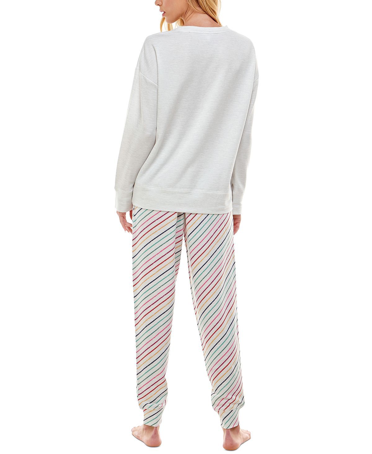 Roudelain Holiday Sweatshirt & Jogger Pants Pajama Set Spacedye White/Rainbow