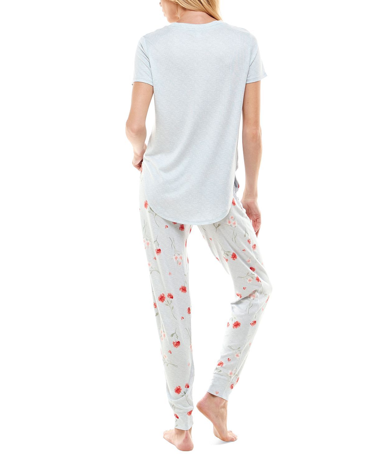 Roudelain Whisper Luxe Short-sleeve Top & Jogger Pants Pajama Set Pearl Blue Spacedye/vday Florals High Rise Sd