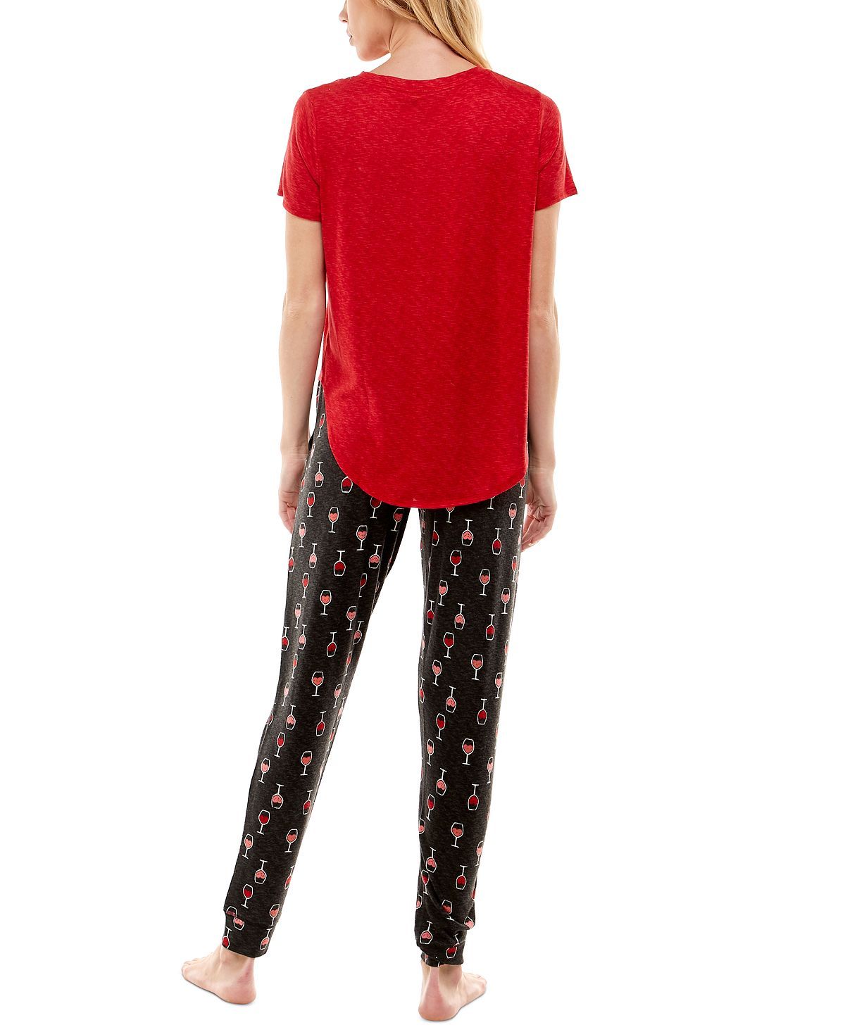 Roudelain Whisper Luxe Short-sleeve Top & Jogger Pants Pajama Set Samba Space Dye/i Heart Wine Black