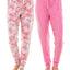 Roudelain Wo Ultra-soft Jogger Pajama Bottoms Set Of 2 Space Dye Ibis Rose/delicate Tie Dye White