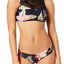 Roxy Anthracite-Black Tropical-Print Mesh-Inset Sea-Lovers High0Neck Bikini Top