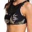 Roxy Anthracite-Black Tropical-Print Mesh-Inset Sea-Lovers High0Neck Bikini Top