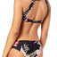 Roxy Anthracite-Black Tropical-Print Mesh-Inset Sea-Lovers High0Neck Bikini Top