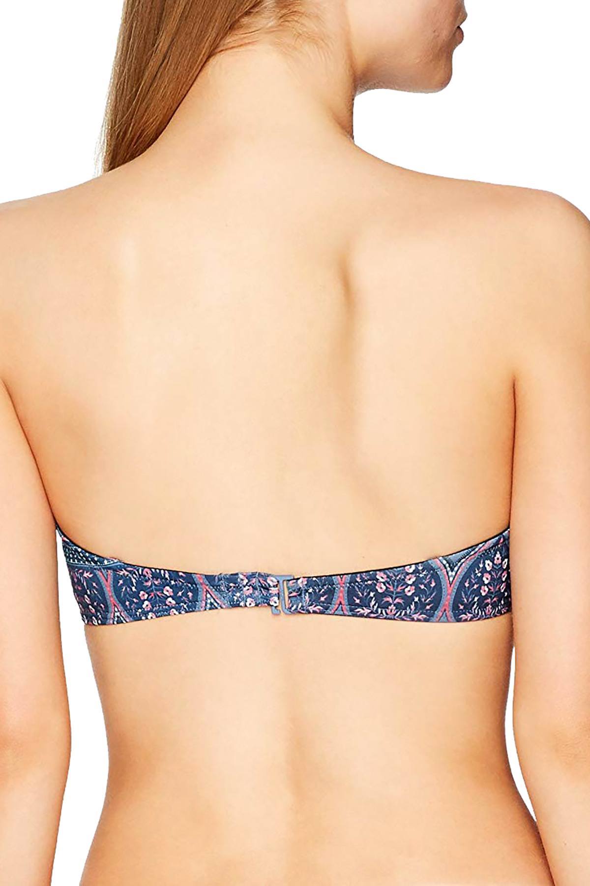 Roxy China-Blue Sun Surf Medallion-Print Bandeau Bikini Top