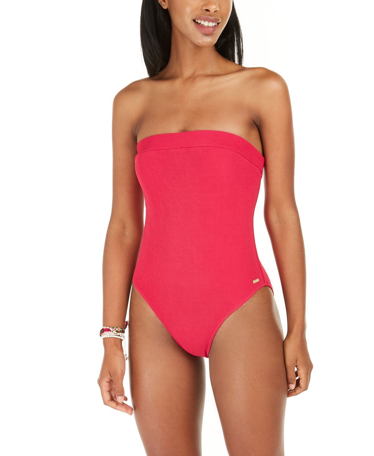 Roxy Juniors' Casual Mood Textured One-piece Swimsuit Cerise