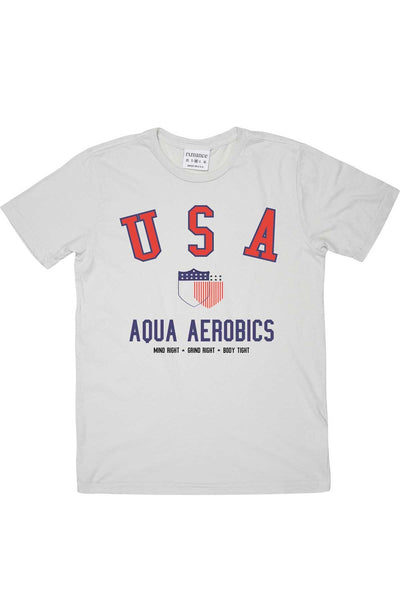 Rxmance Unisex White 'USA Aerobics' Tee