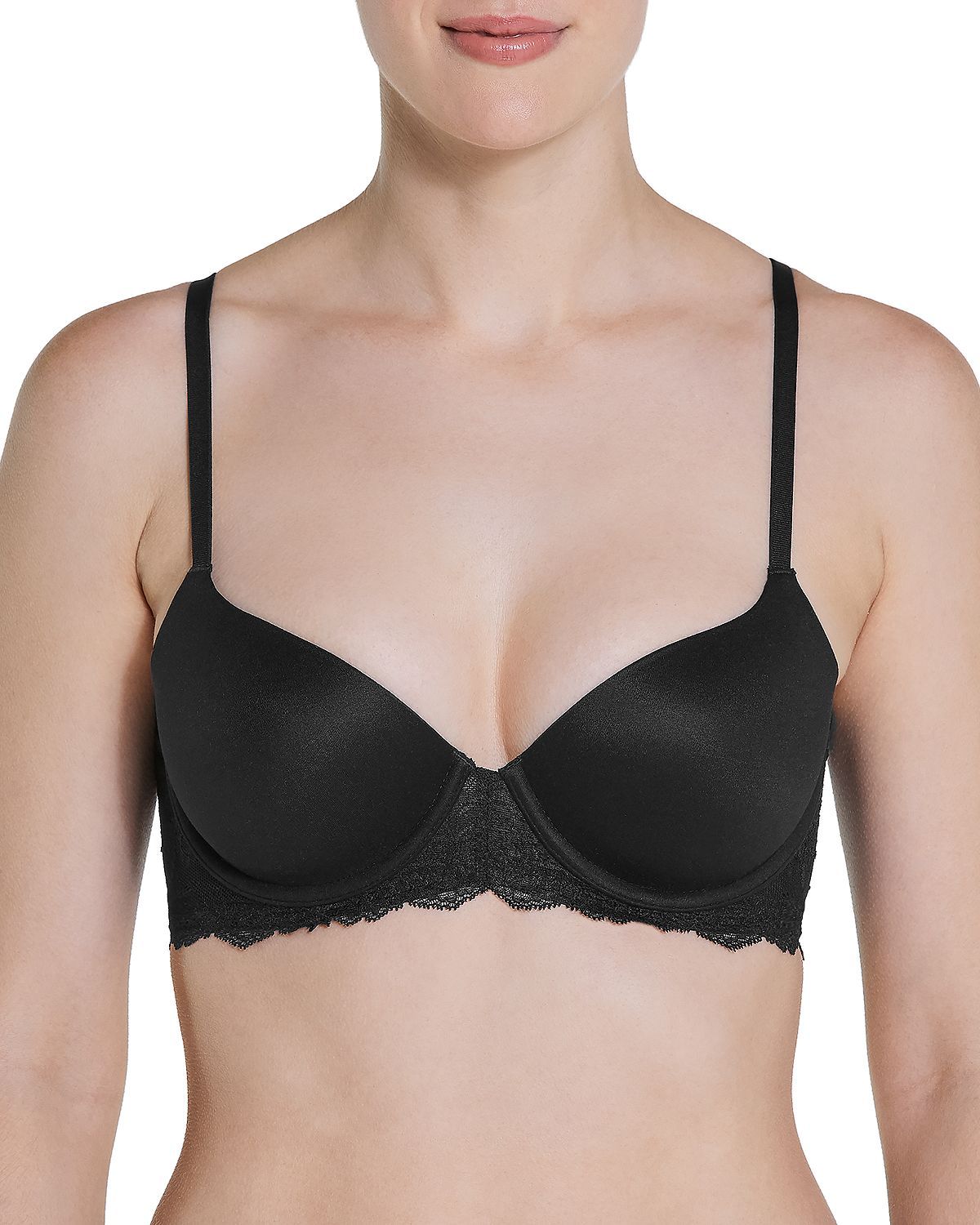 Spanx undie-tectablelightly Lined Underwire Demi T-shirt Bra Very Black