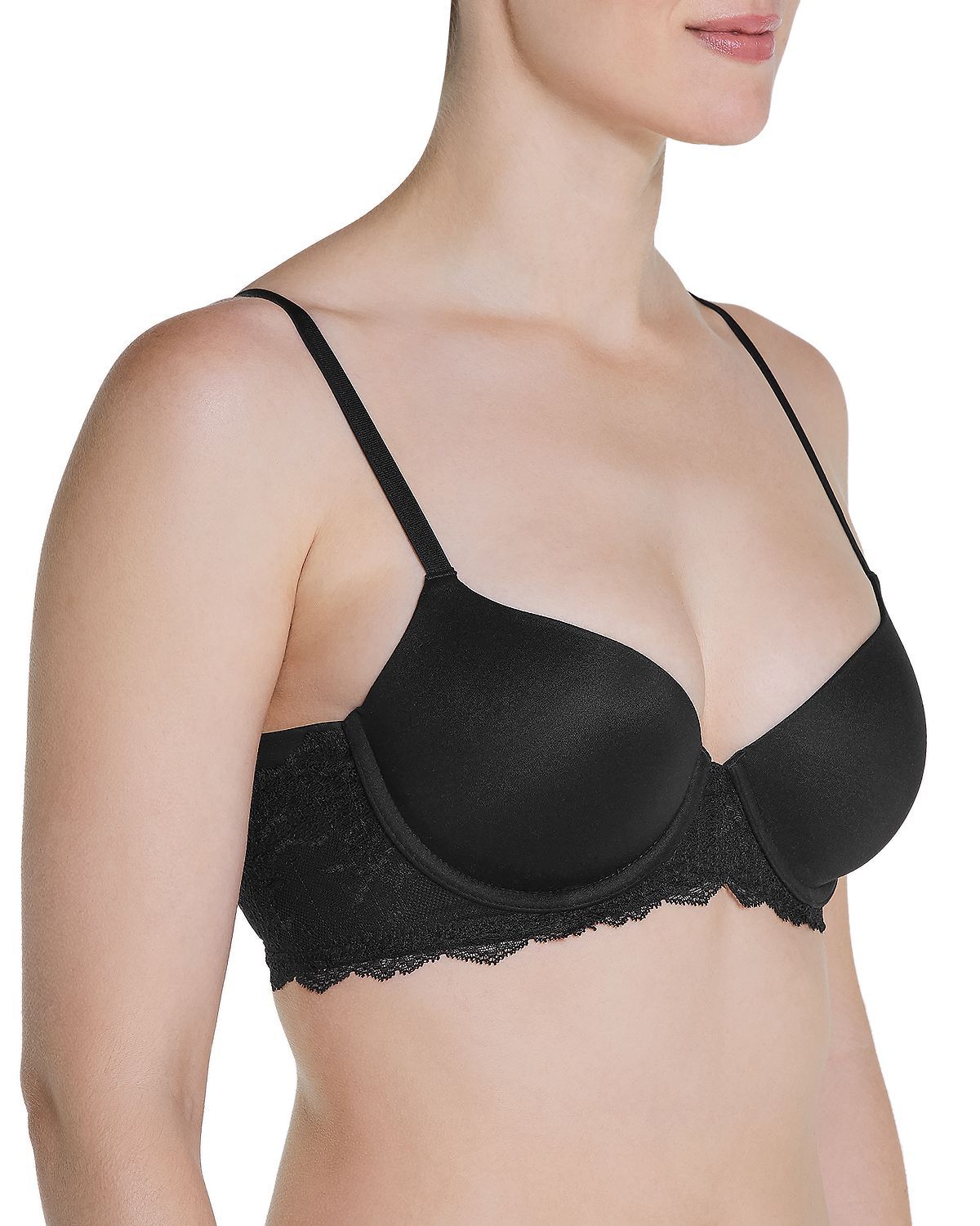 Spanx undie-tectablelightly Lined Underwire Demi T-shirt Bra Very Black