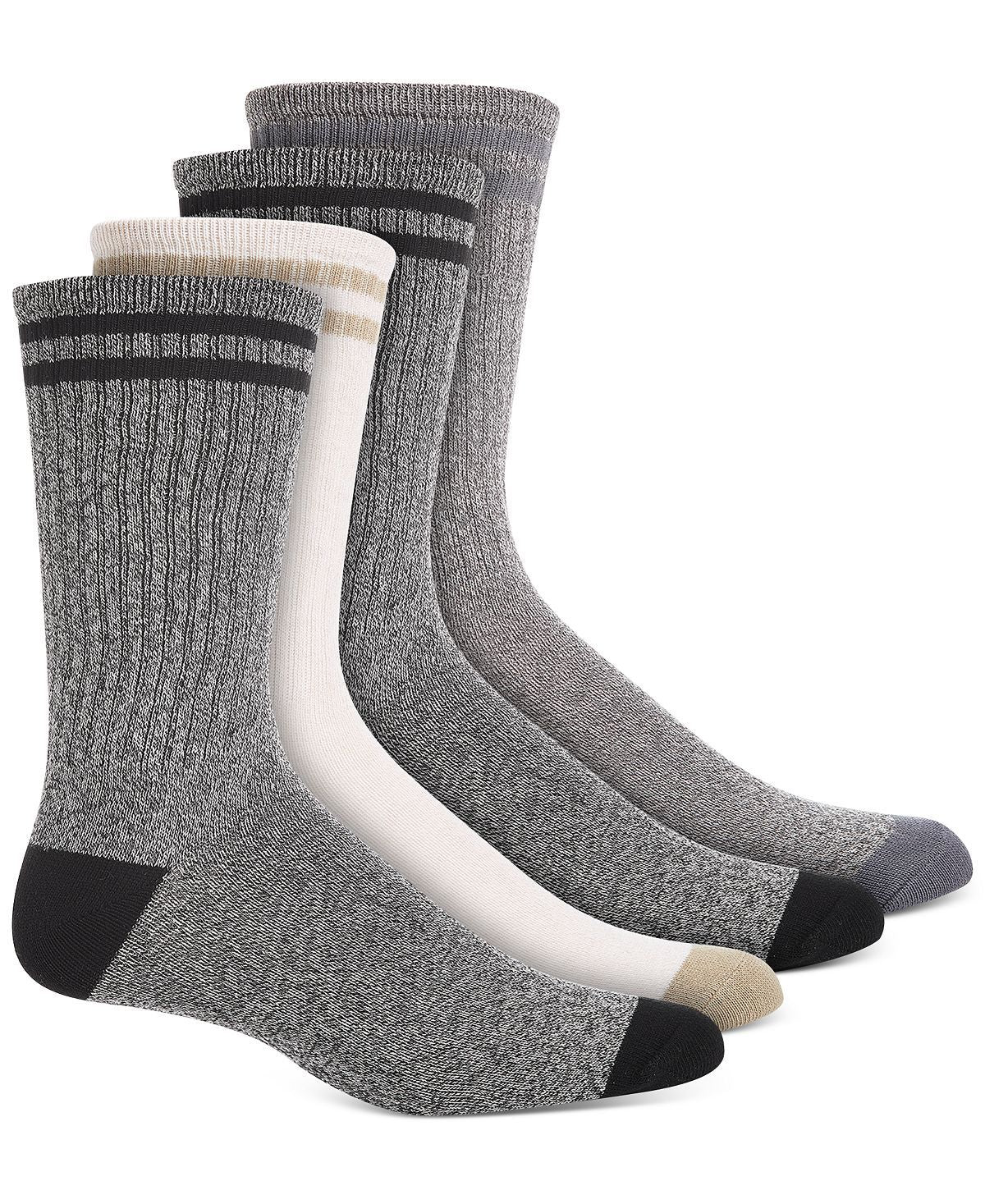 Sun + Stone Sun + Stone 4-pk. Double Stripe Crew Socks Tan