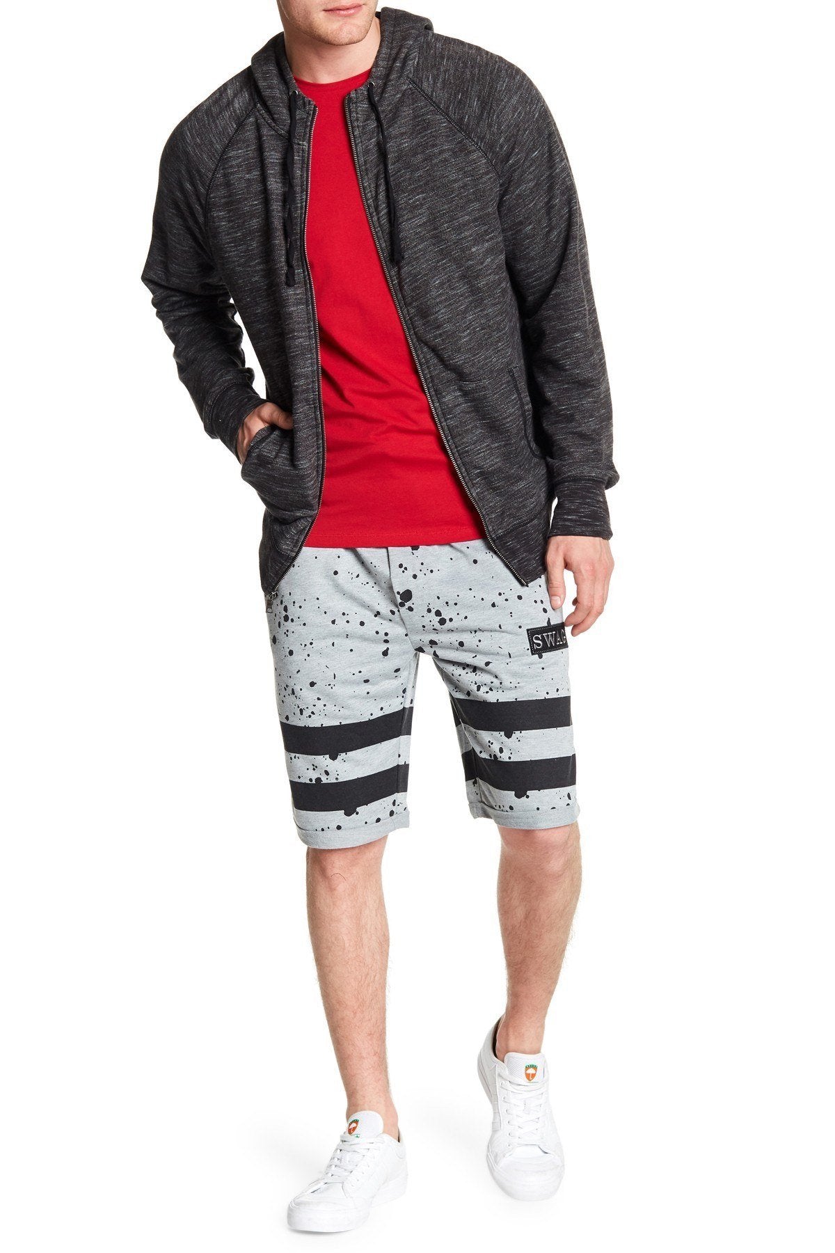 Tailored Recreation Premium Grey Splatter Striped Short