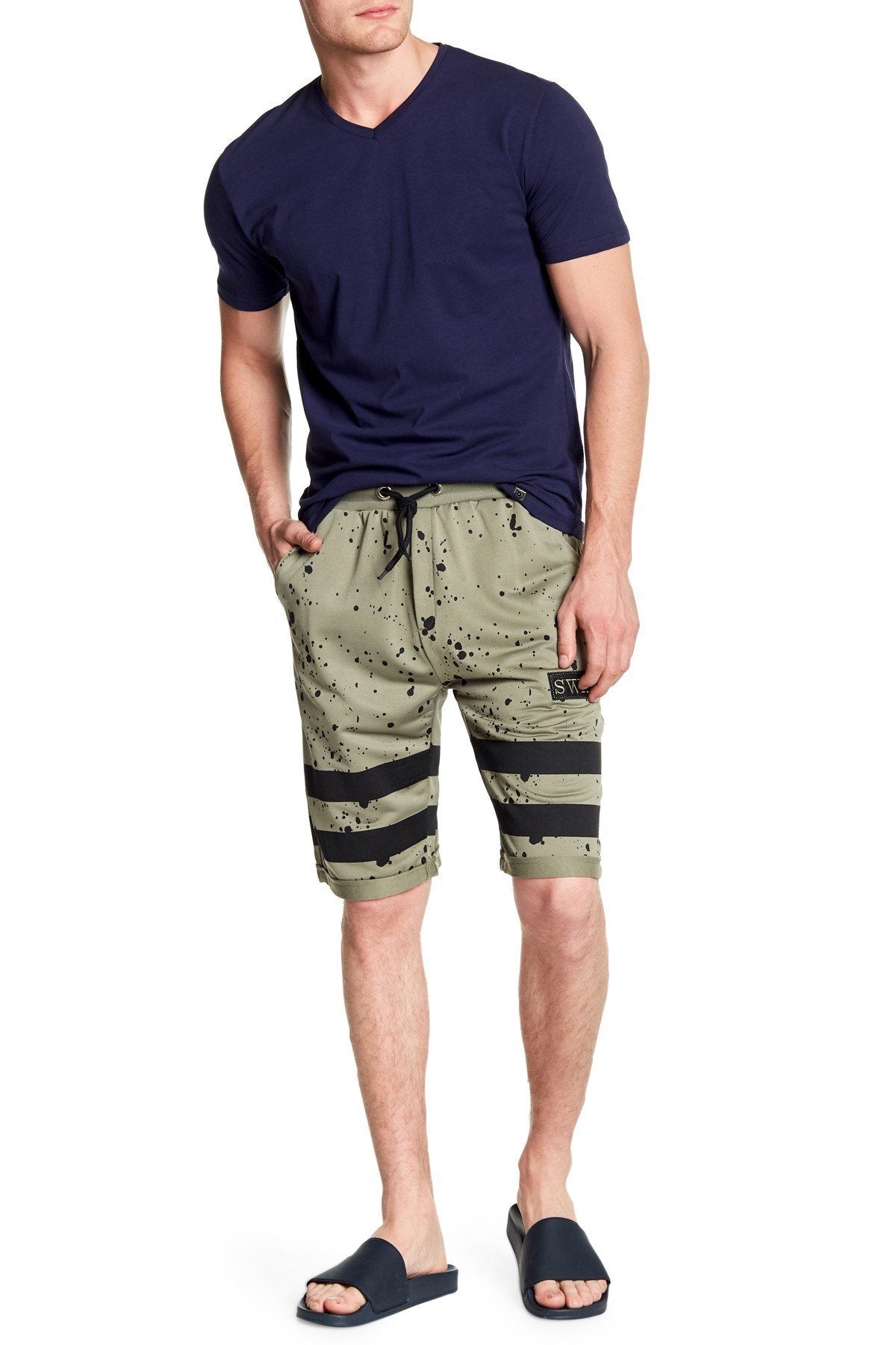 Tailored Recreation Premium Olive Splatter Striped Short