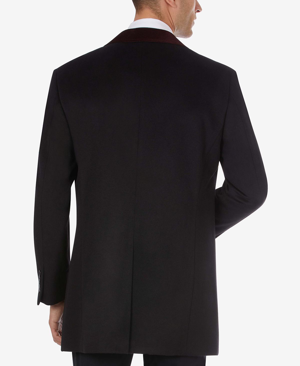 Tallia Overcoat With Contrast Velvet Top Collar Black