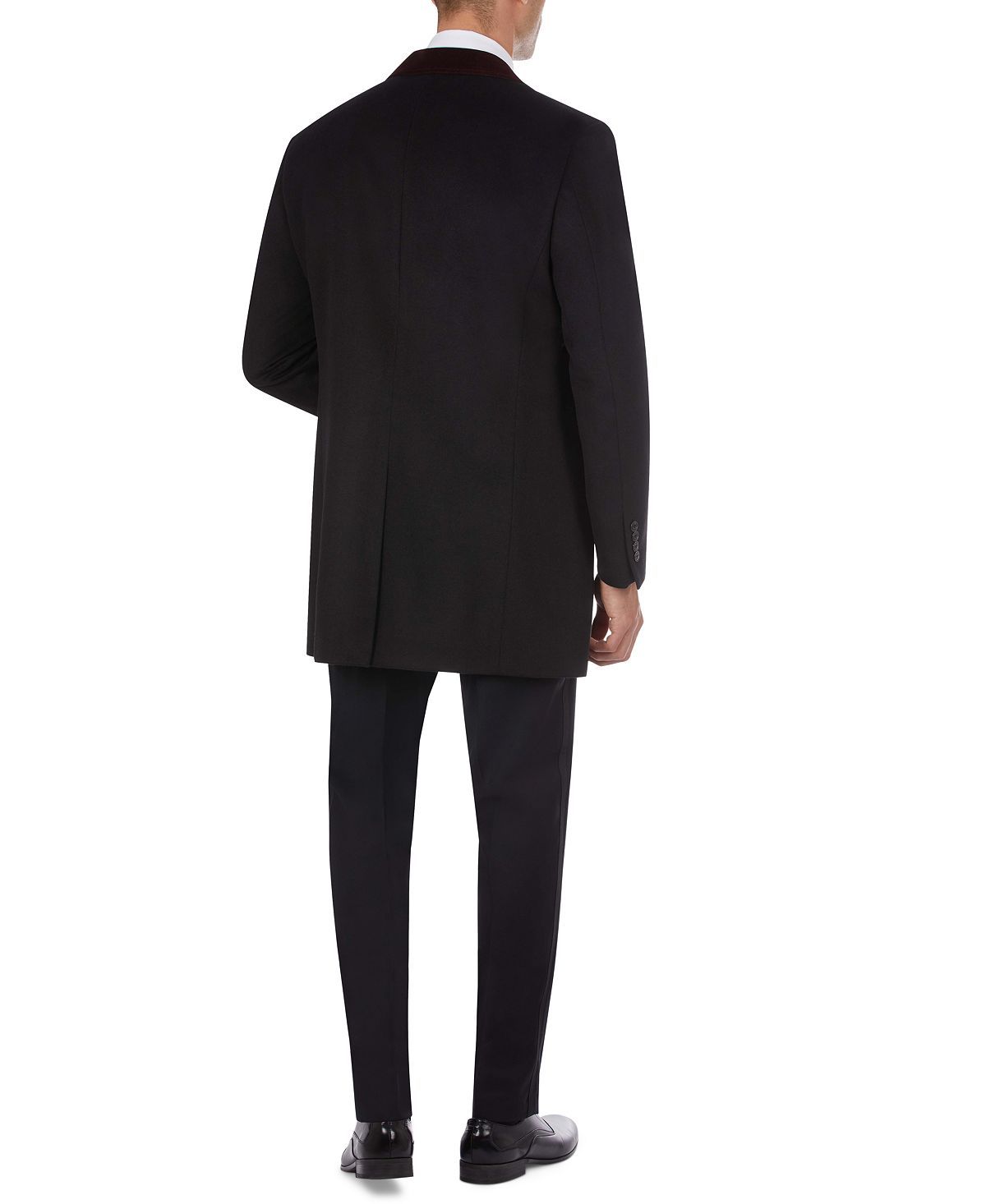 Tallia Overcoat With Contrast Velvet Top Collar Black