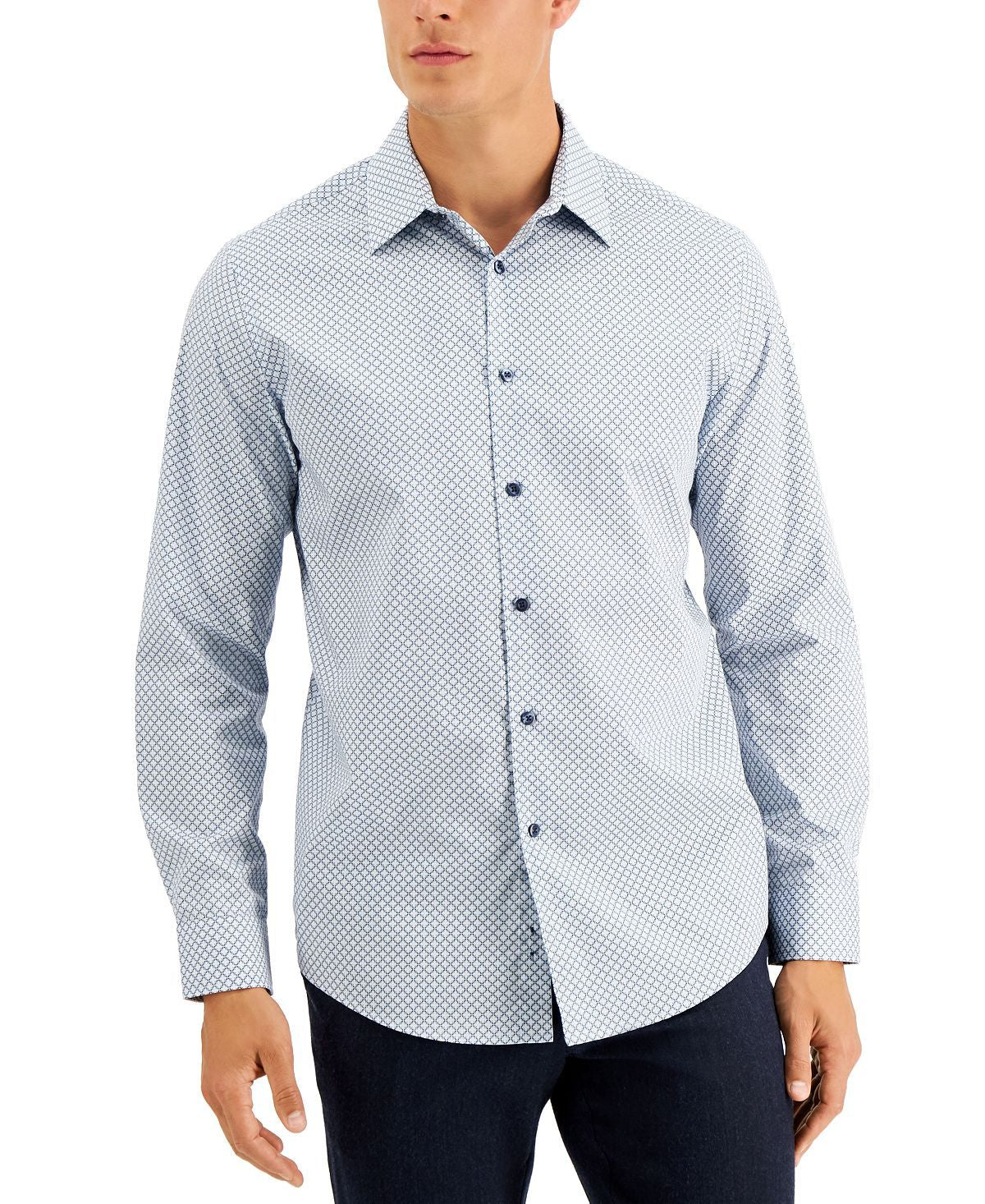 Tasso Elba Rho Medallion Shirt Blue Combo