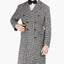 Tayion Collection Classic Double-breasted Glen Plaid Overcoat Blk White