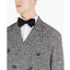 Tayion Collection Classic Double-breasted Glen Plaid Overcoat Blk White