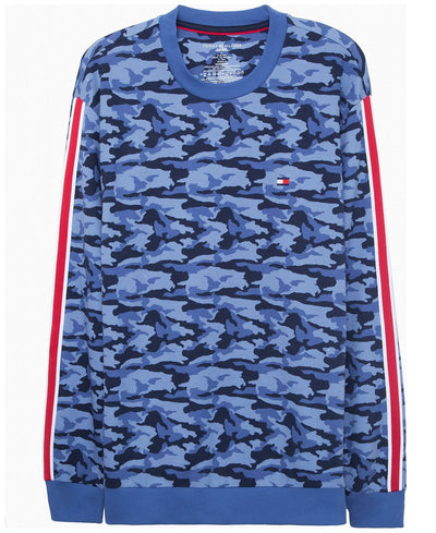 Th Modern Essentials Modern Essentials By Tommy Hilfiger Camo Lounge Long-sleeve Pajama Top Sapphire