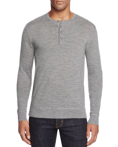 The Men's Store Merino Wool Henley Heather Grey