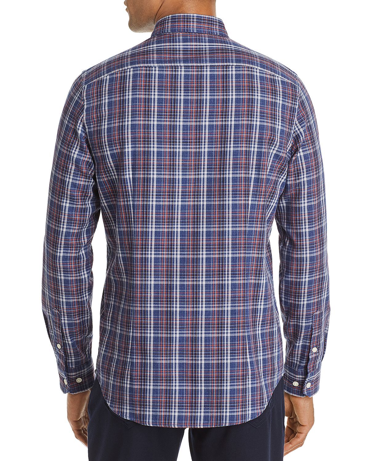 The Men's Store Plaid Classic Fit Shirt Navy Plaid