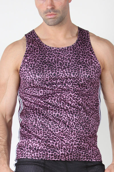 Timoteo Pink Leopard Reversible Mesh Tank