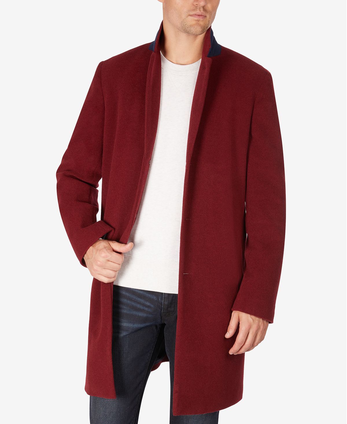 Tommy Hilfiger Addison Wool-blend Trim Fit Overcoat Red