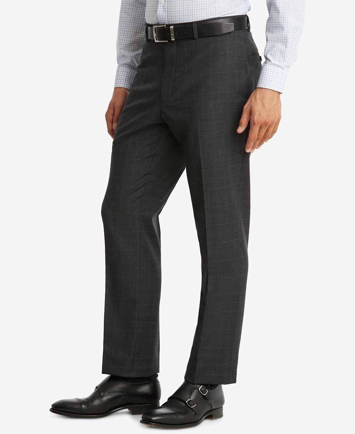 Tommy Hilfiger Modern-fit Th Flex Performance Plaid Wool Suit Pants Dark Gray Plaid