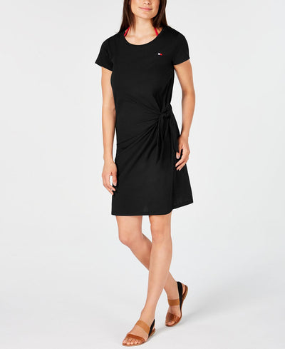 Tommy Hilfiger Tie-front Cover-up Dress Black