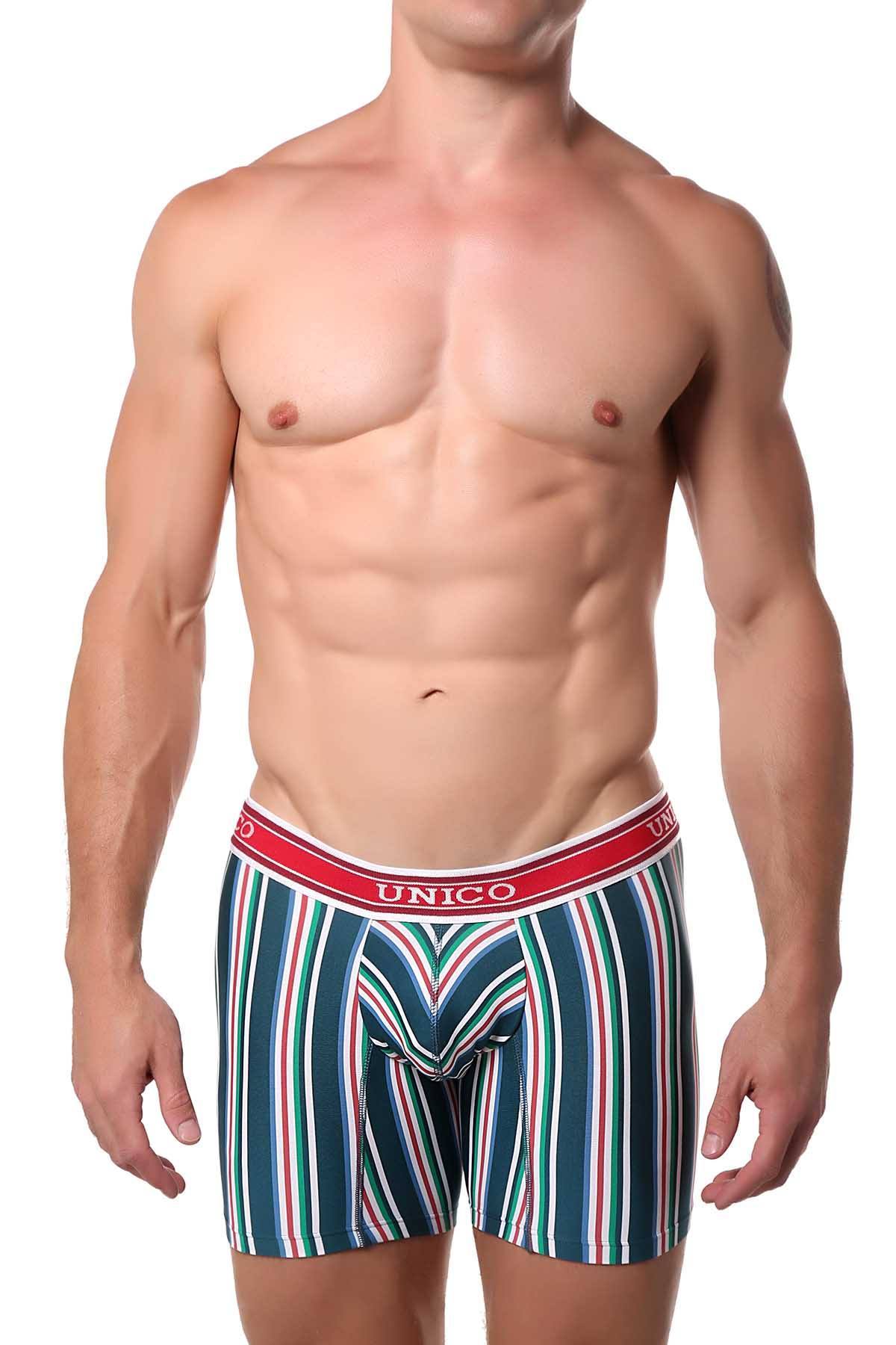 Unico Green/Red/Multi Striped Khalil Boxer Brief