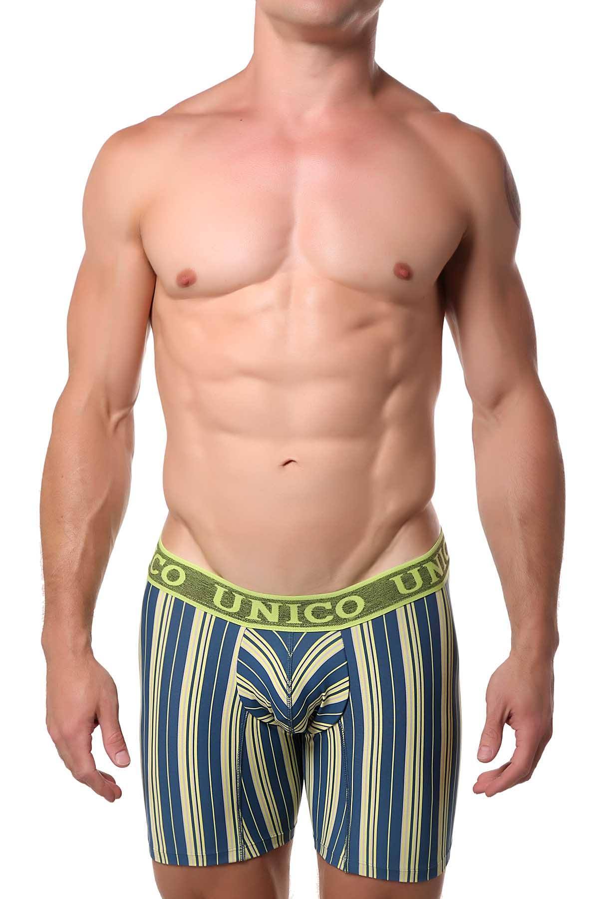 Unico Lime/Dark-Teal Striped Dalai Boxer Brief