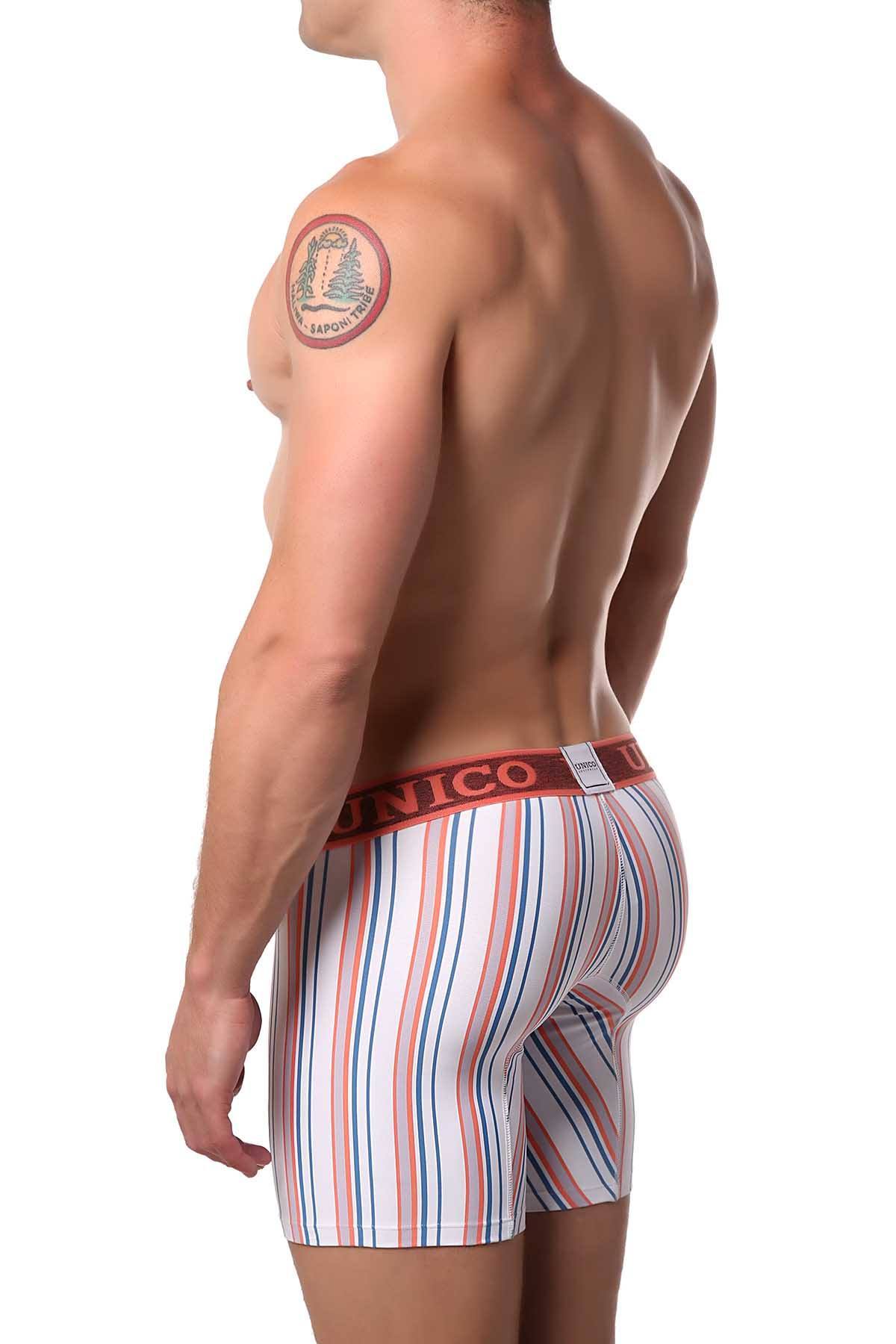 Unico Peach/Blue/Multi Striped Jivana Boxer Brief