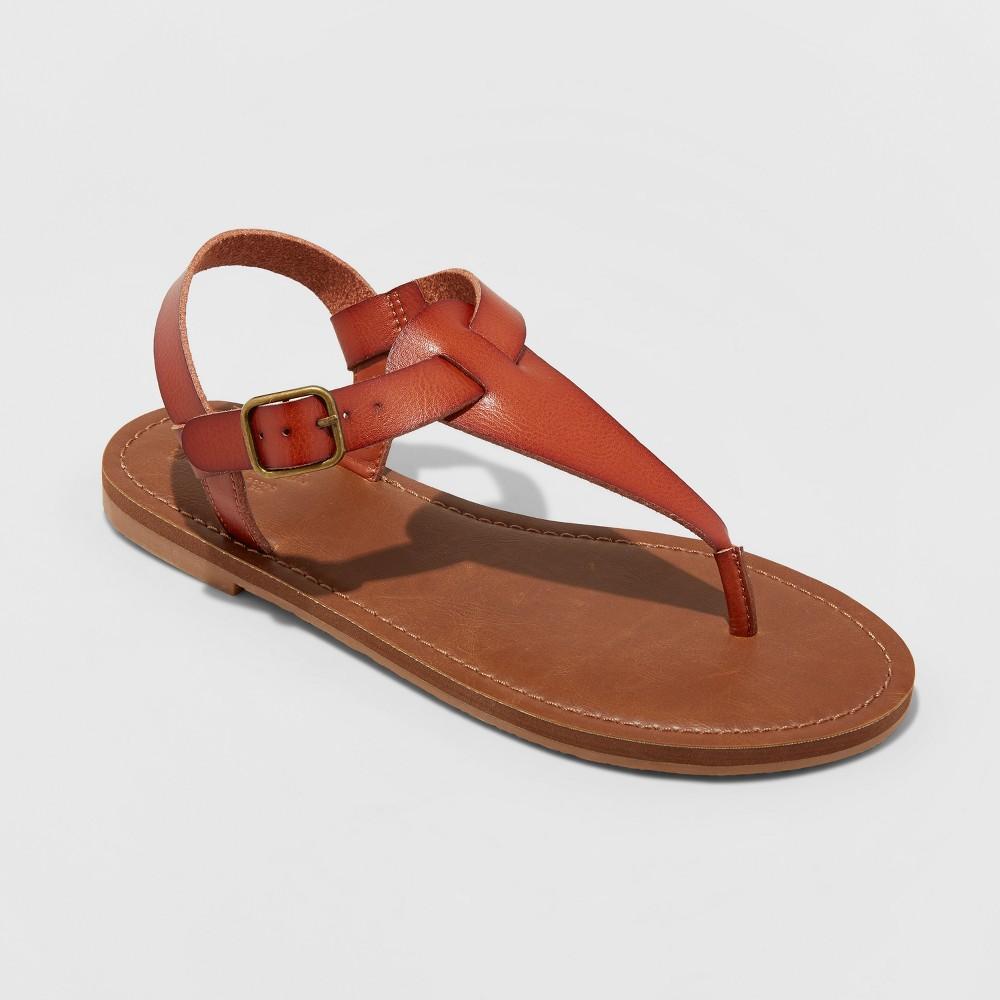 Universal Thread Women's Lady Toe Thong Sandal - Cognac (Red) 5.5