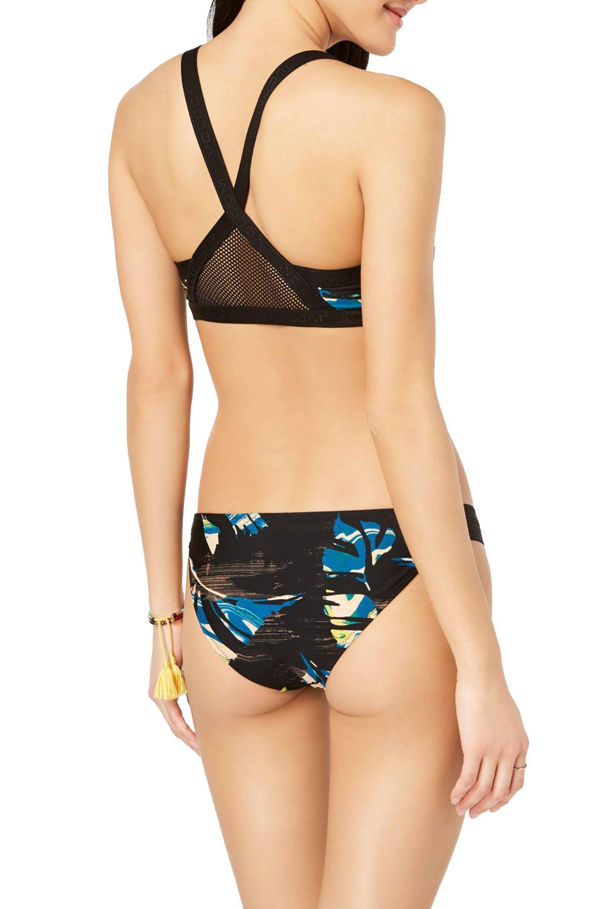 Volcom Lost Marbles Cutout Cheeky Bikini Bottom in Black