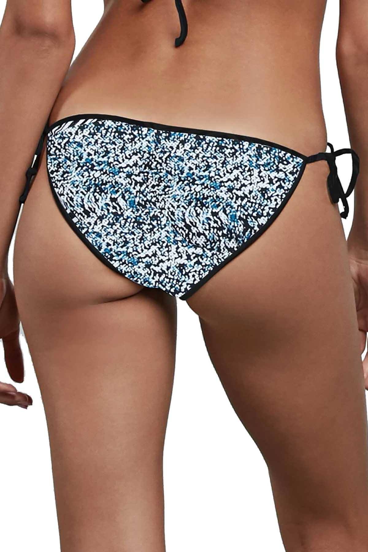 Volcom Stay Tuned Reversible Side Tie Bikini Bottom in Black/White