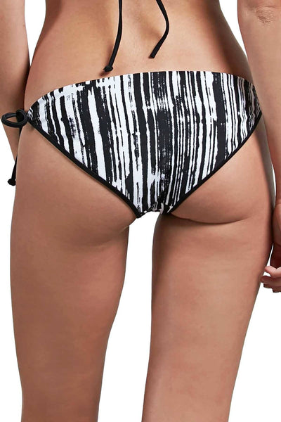 Volcom Stay Tuned Reversible Side Tie Bikini Bottom in Black/White