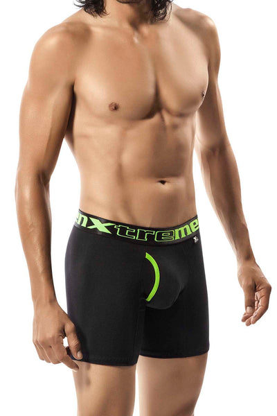 XTREMEN Black/Green Bragueta Boxer Brief