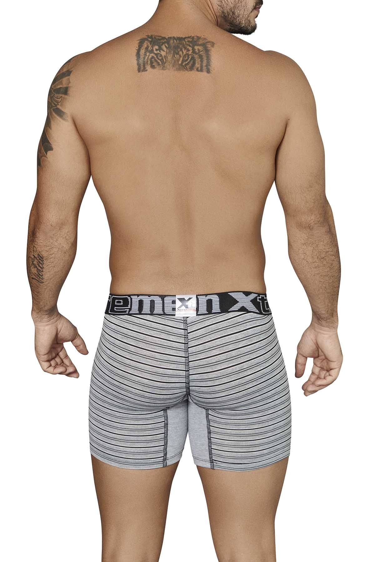 XTREMEN Black/Grey Striped-Panel Cotton Boxer Brief