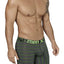 XTREMEN Black/Lime-Green Miniprint/Stripes Boxer Brief