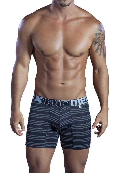 XTREMEN Black/White Microfiber Small-Stripe Boxer Brief