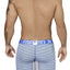 XTREMEN Blue/Grey Striped-Panel Cotton Boxer Brief