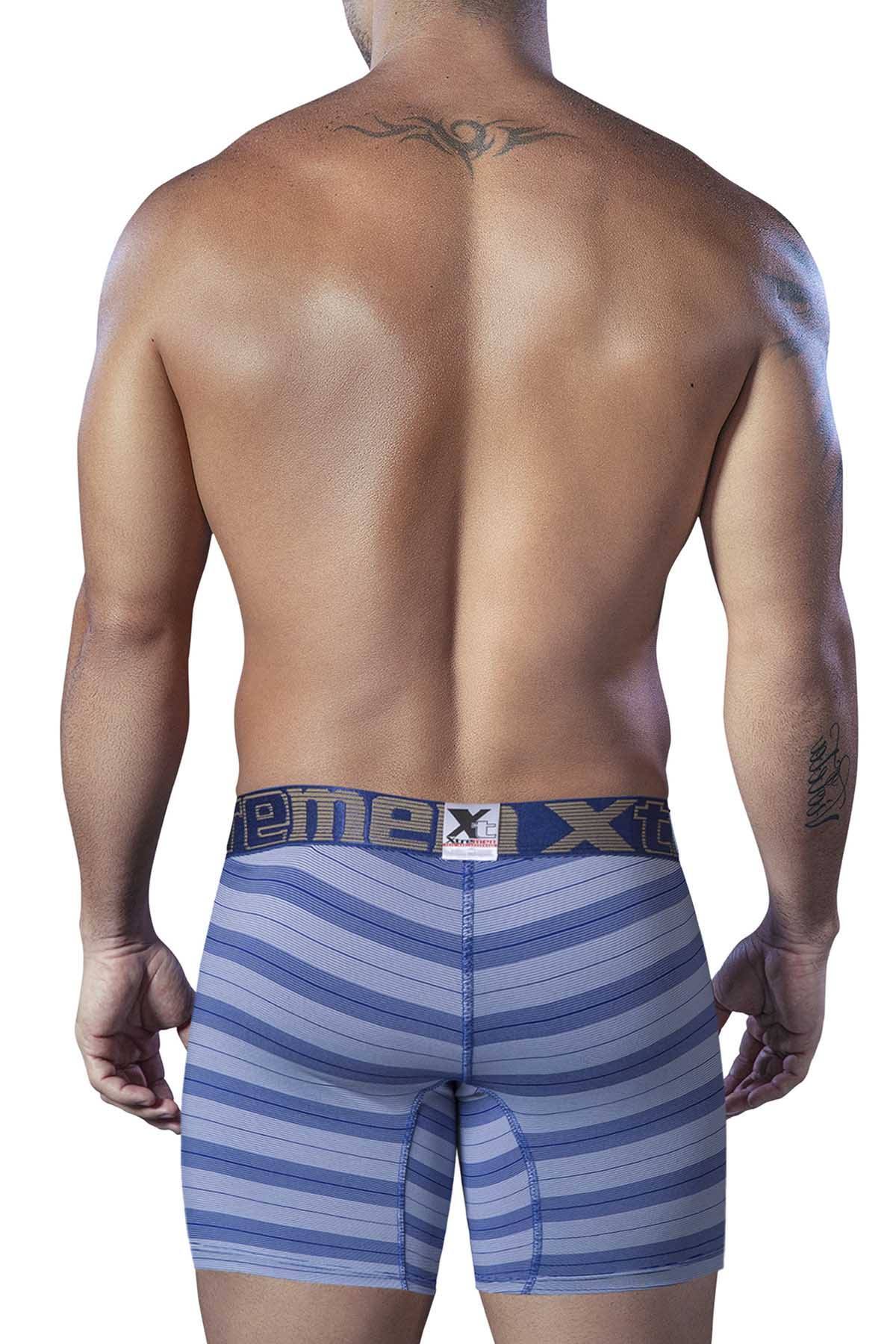 XTREMEN Blue Microfiber Piping Boxer Brief