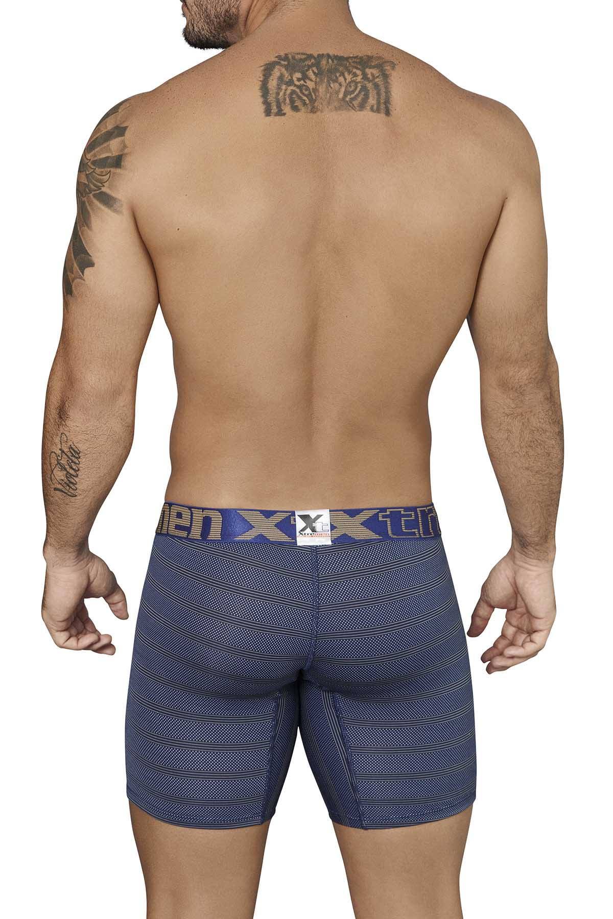 XTREMEN Dark-Blue/Beige Miniprint/Stripes Boxer Brief