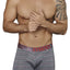 XTREMEN Dark-Grey/Red Thin-Stripe Microfiber Boxer Brief