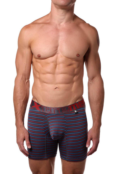 XTREMEN Grey/Red Open-Fly Microfiber Boxer Brief