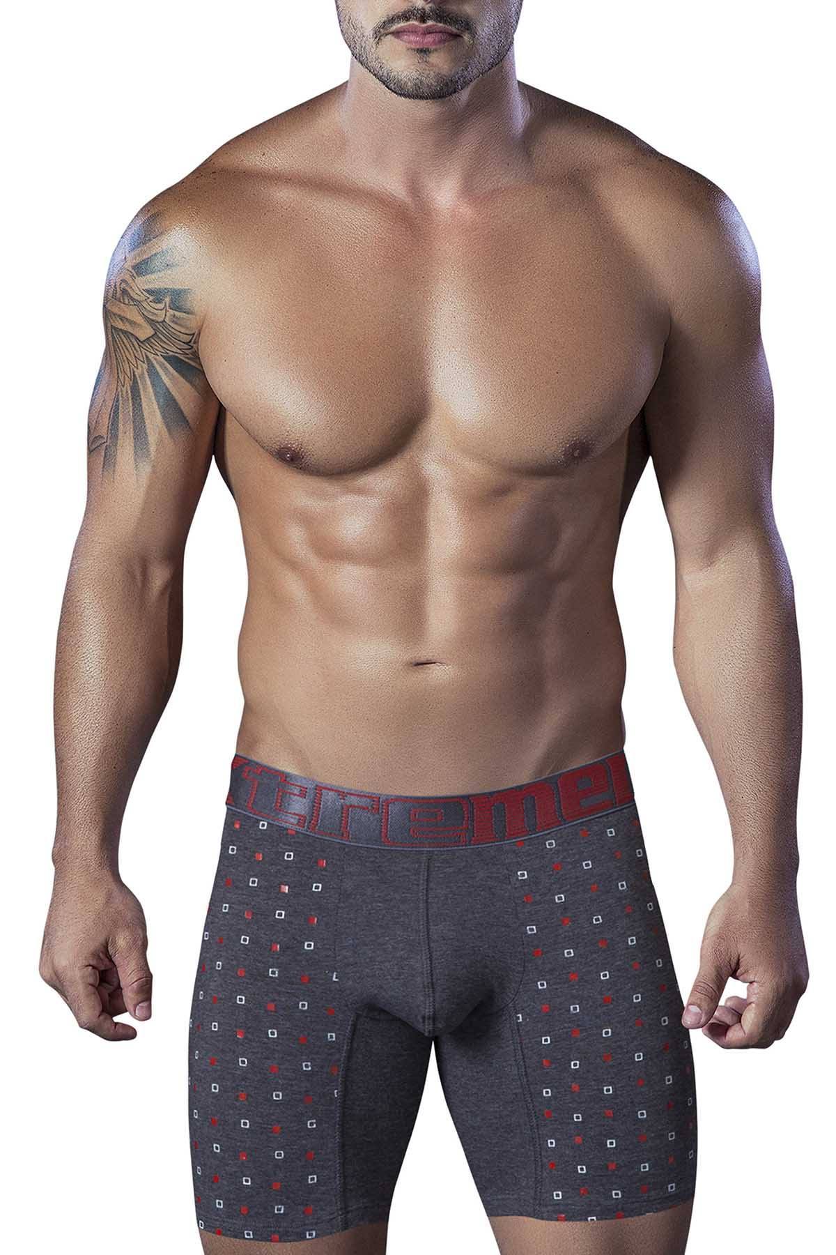 XTREMEN Grey/Red Printed Boxer Brief