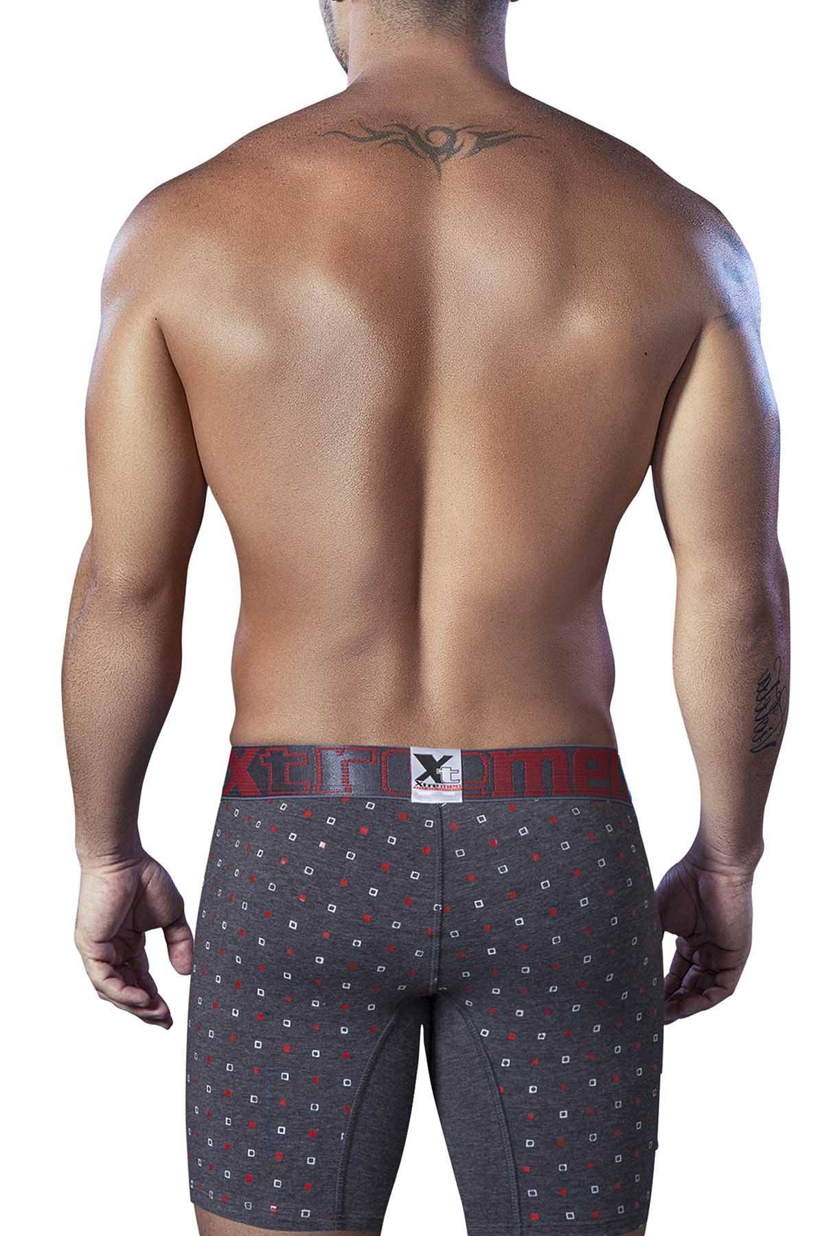 XTREMEN Grey/Red Printed Boxer Brief