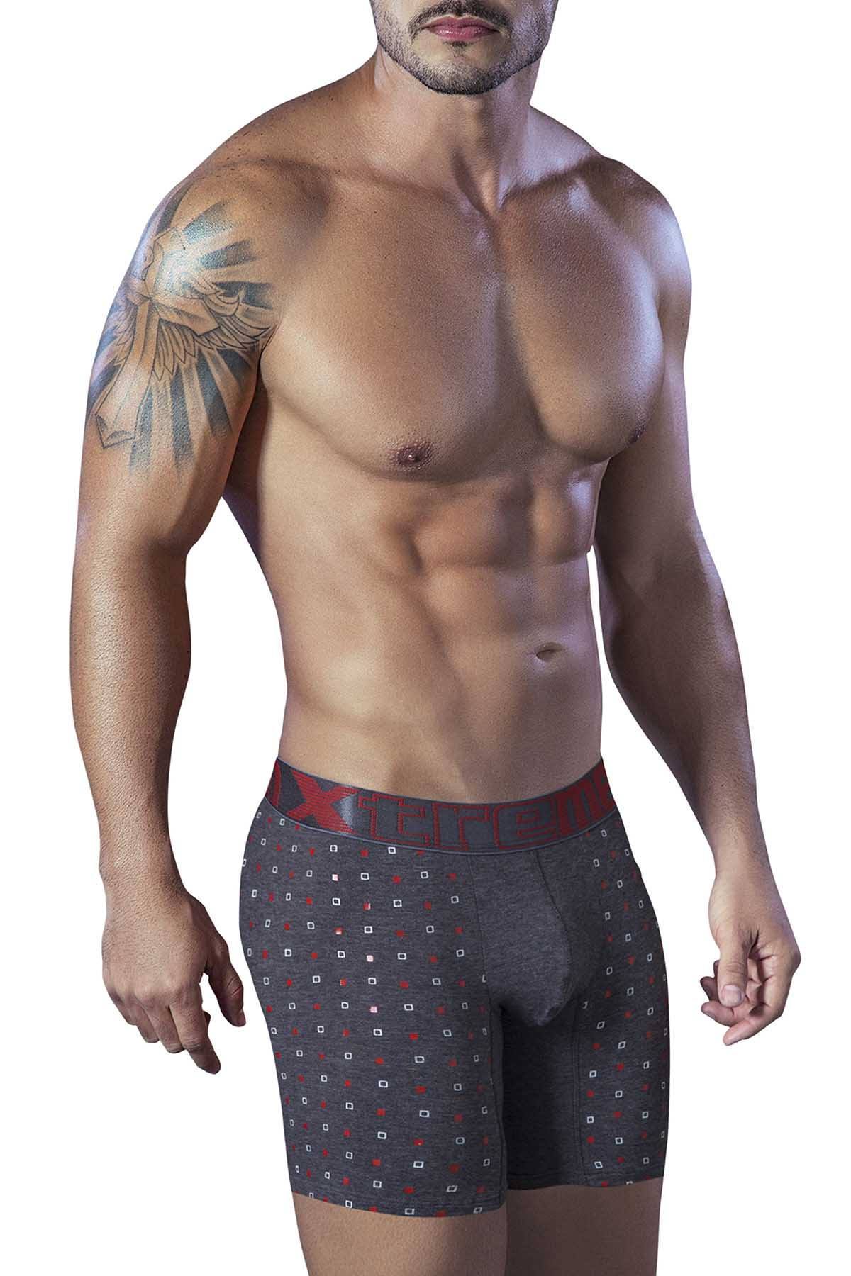 XTREMEN Grey/Red Printed Boxer Brief