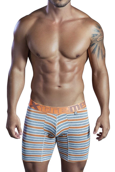 XTREMEN Orange/Heather-Grey Stripe Poly-Cotton Boxer Brief